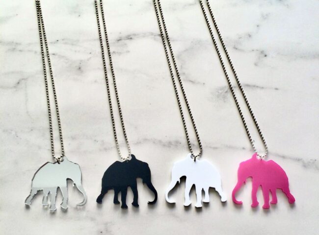 Anton Norsu Eläin Kaulakoru musta valkoinen hopea peili pinkki titiMadam Anton Norsu Eläin Kaulakoru musta valkoinen hopea peili pinkki titiMadam