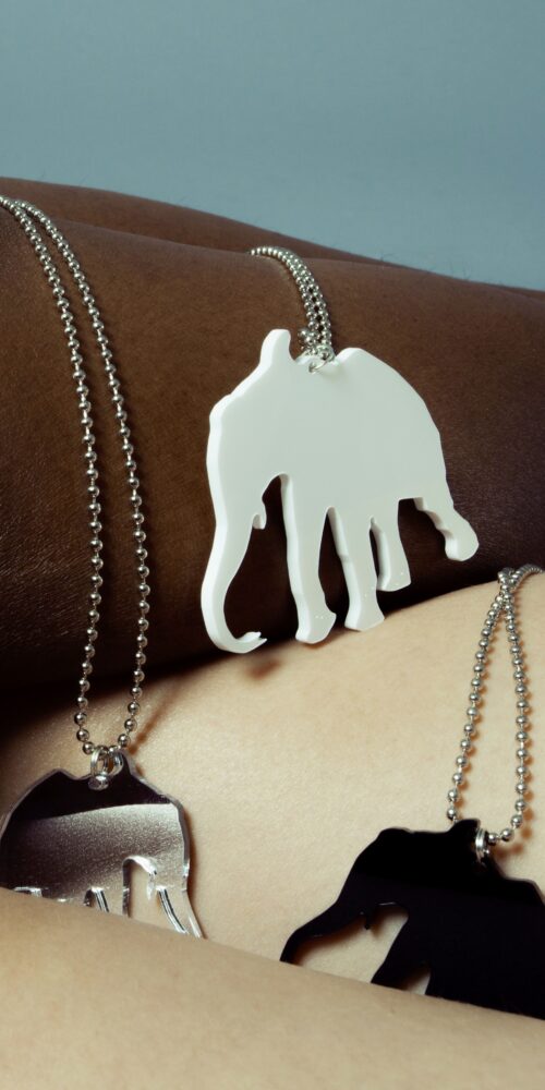 Anton Norsu Eläin Kaulakoru musta valkoinen hopea peili titiMadam