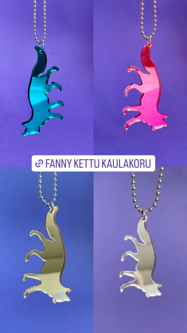 Fanny Kettu kaulakoru pinkki jade hopea peili titiMadam Fanny Kettu kaulakoru pinkki jade hopea peili titiMadam