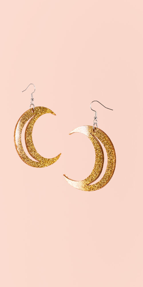 Näyttävät Glitter Kuu Kultaiset Korvakorut titiMadam Jewelry