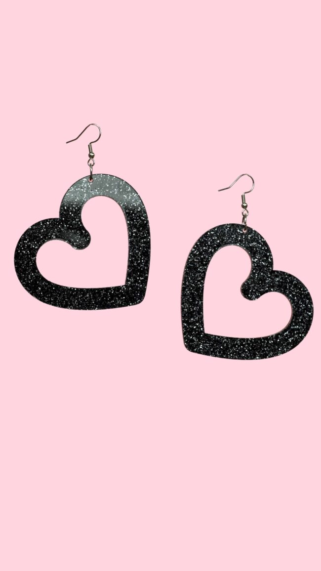 Isot Sydän Glitter Korvakorut Musta titiMadam Jewelry Isot Sydän Glitter Korvakorut Musta titiMadam Jewelry