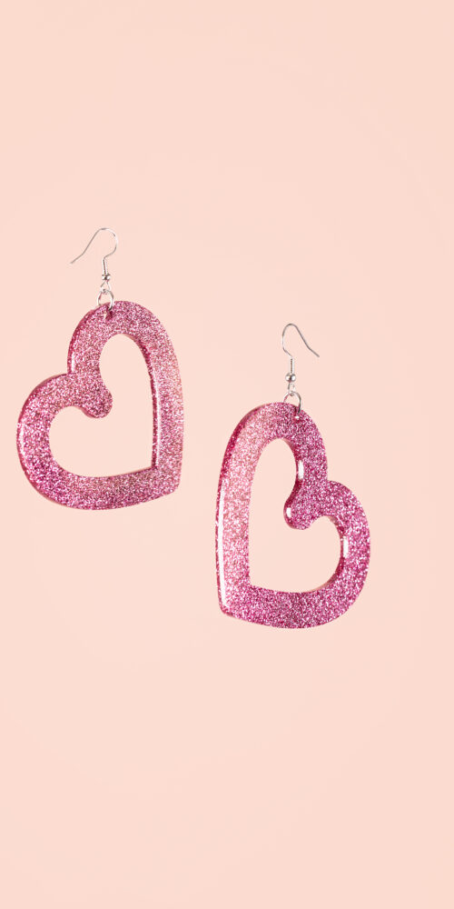 Heartbreaker isot glitter Sydän Korvakorut vaaleanpunainen glitter titiMadam