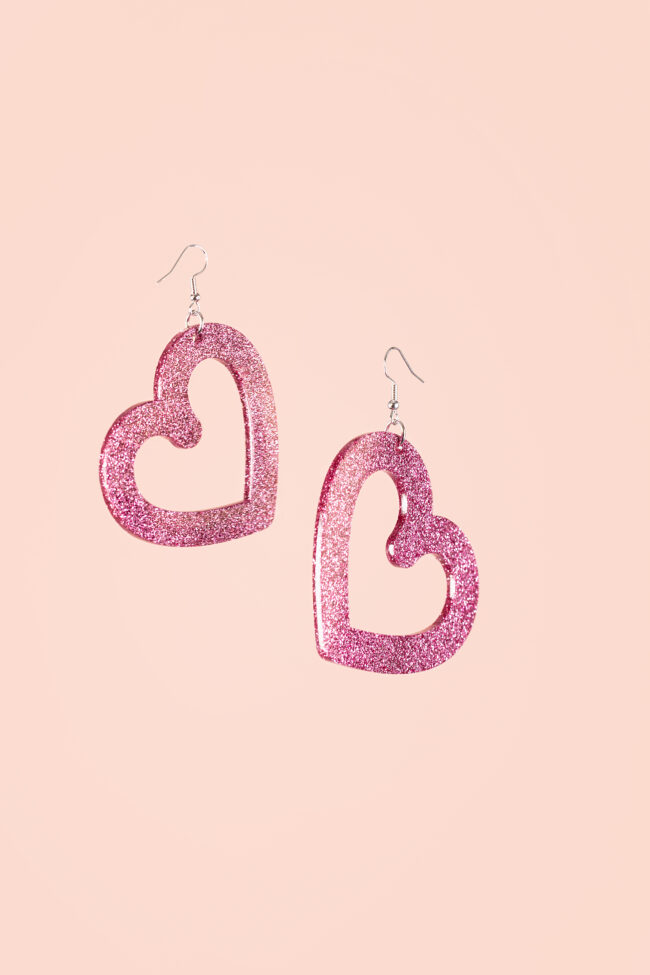Heartbreaker isot glitter Sydän Korvakorut vaaleanpunainen glitter titiMadam Heartbreaker isot glitter Sydän Korvakorut vaaleanpunainen glitter titiMadam