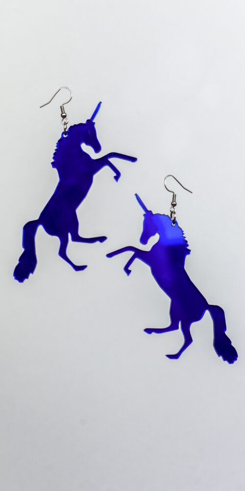 Yaseed Yksisarvinen Isot Korvakorut sininen peili titiMadam Jewelry