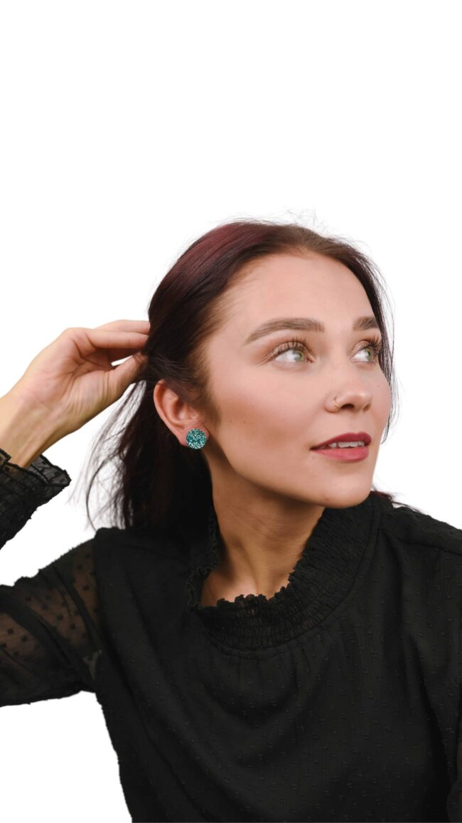 Pyöreät Pienet Glitter Nappikorvakorut Jade titiMadam Jewelry Pyöreät Pienet Glitter Nappikorvakorut Jade titiMadam Jewelry