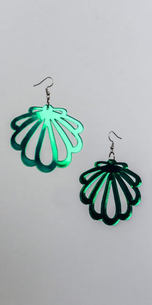 Simpukka korvakorut vihreä peili sävyssä titiMadam Jewelry