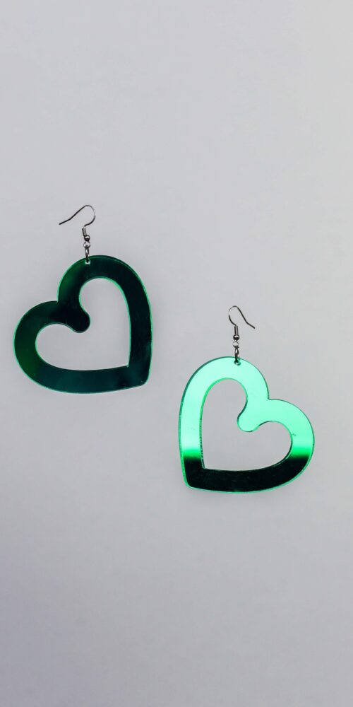Isot Sydän korvakorut vihreä peili titiMadam Jewelry