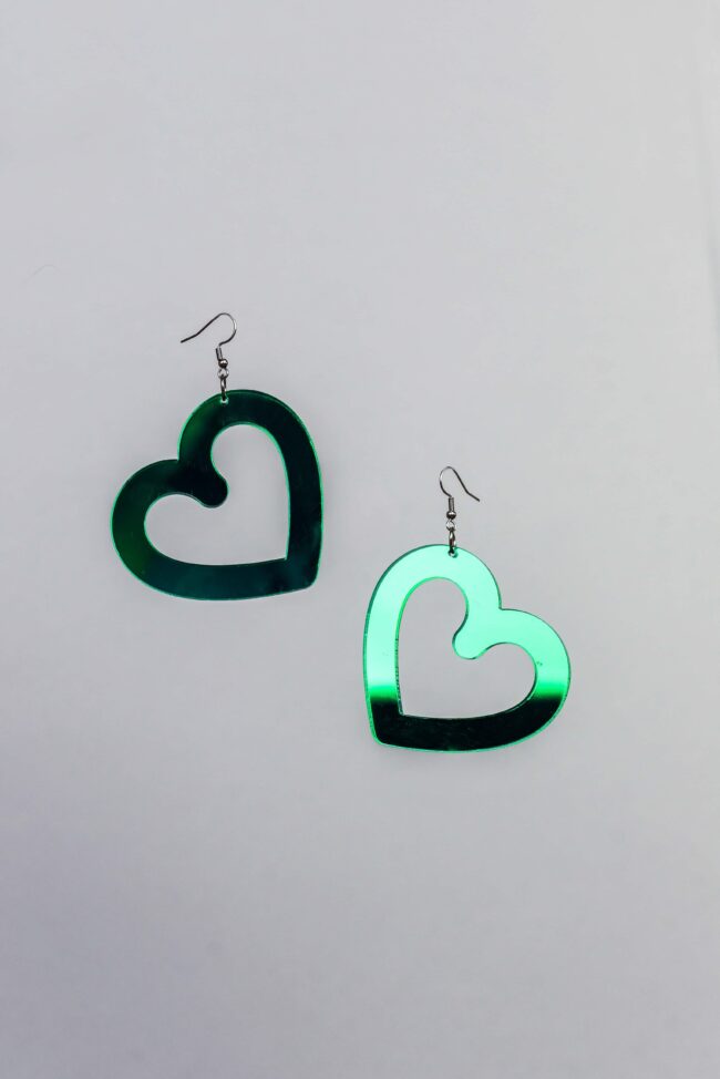 Isot Sydän korvakorut vihreä peili titiMadam Jewelry Isot Sydän korvakorut vihreä peili titiMadam Jewelry