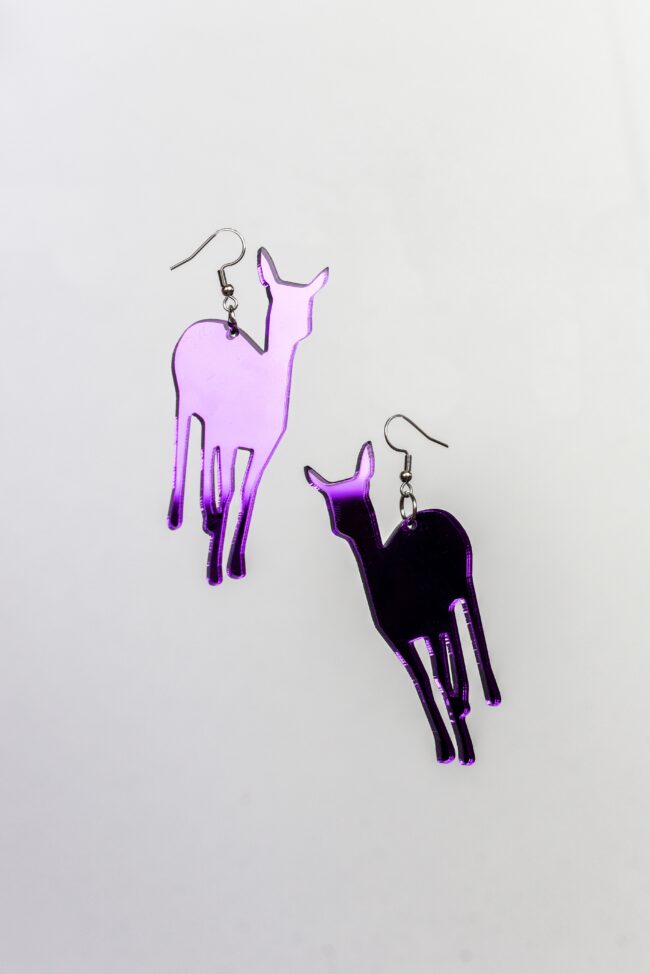 Juan Bambi isot korvakorut liila peili titiMadam Jewelry Juan Bambi Eläinkorvakorut Liila titiMadam Jewelry