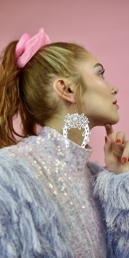 Isot Statement Onnenkenkä korvakorut hopea peili titiMadam