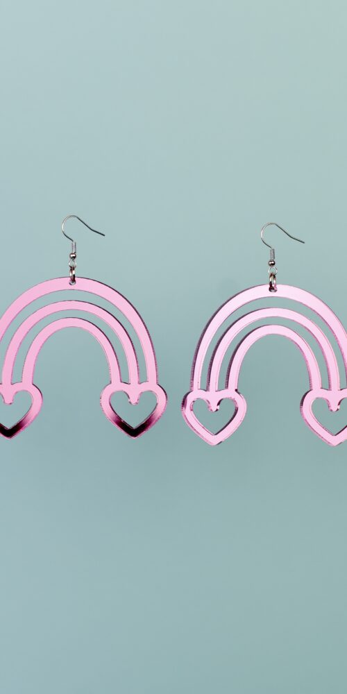 Sateenkaari statement korvakorut pinki peili korvakorut titiMadam