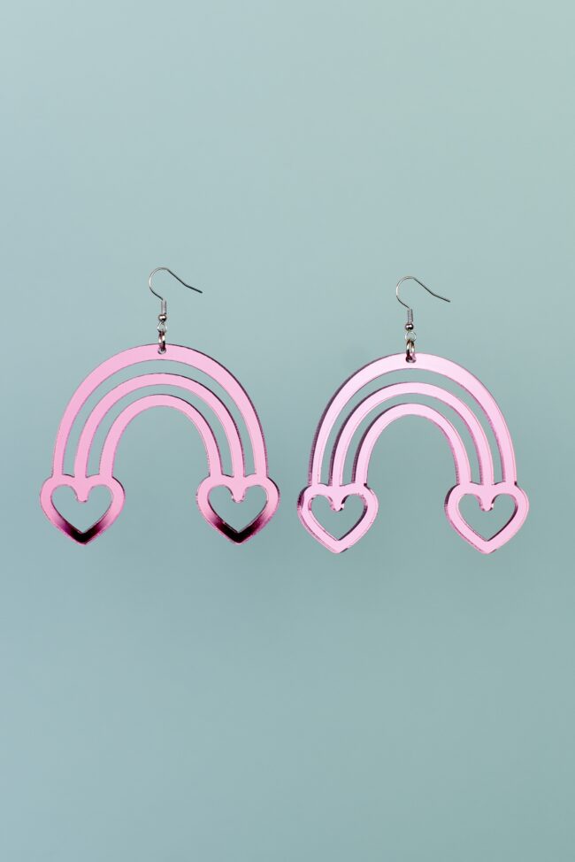 Sateenkaari statement korvakorut pinki peili korvakorut titiMadam