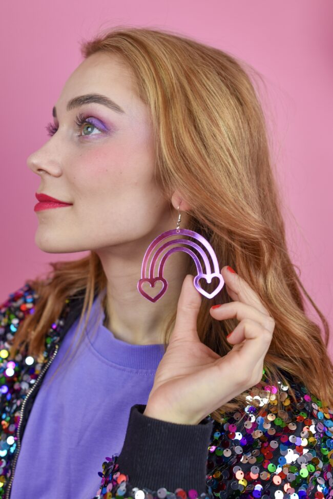 Sateenkaari statement korvakorut pinki peili korvakorut titiMadam Ihanat Isot Sateenkaari Peilikorut titiMadam Jewelry verkkokaupasta!