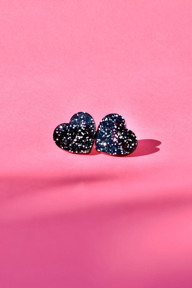 Pienet Sydän Glitter Nappikorvakorut Musta - titiMadam Jewelry Pienet Sydän Glitter Nappikorvakorut Musta - titiMadam Jewelry