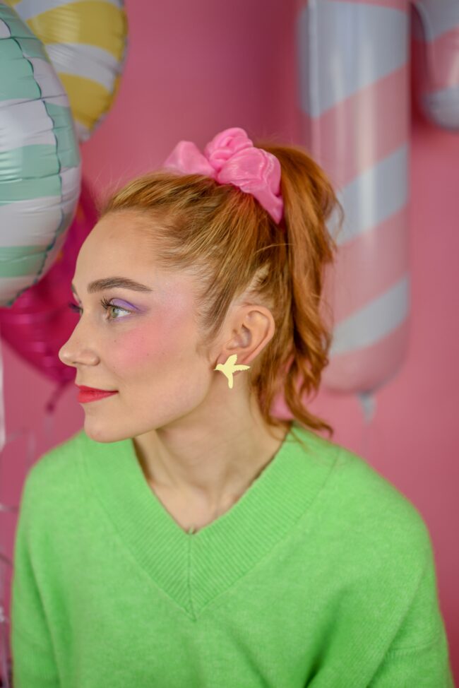 Kolibri Pienet Eläin Nappikorvakorut Vaaleankeltainen Kolibri Pienet Söpöt Eläin Nappikorvakorut Vaaleankeltainen