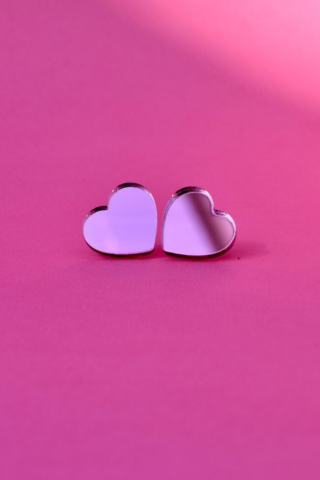 sydän nappikorvakorut pinkkipeili titiMadam sydän nappikorvakorut pinkkipeili titiMadam