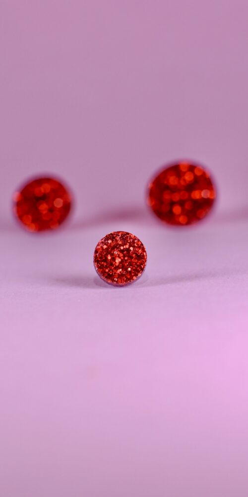 Pyöreät Pienet Glitter Nappikorvakorut Punainen titiMadam Jewelry