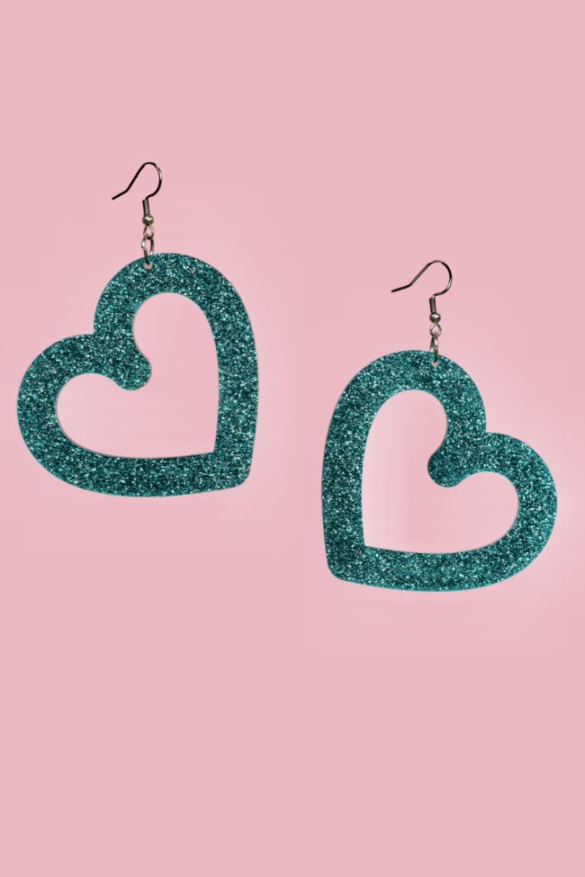 Sydän Isot Glitterkorvakorut Jade titiMadam Jewelry Sydän Isot Glitterkorvakorut Jade titiMadam Jewelry