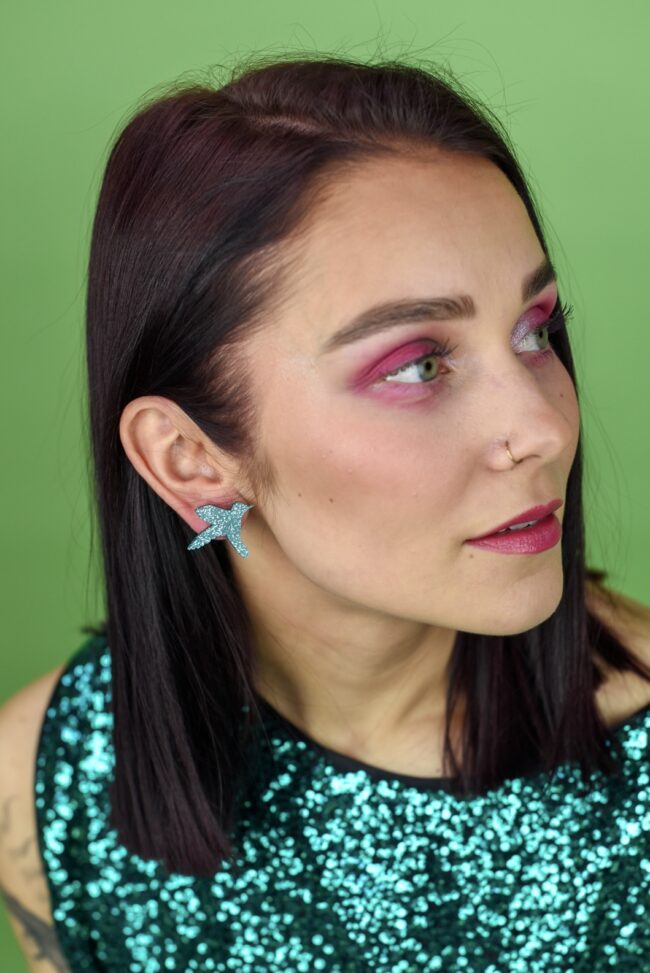 Vilma Kolibri Pienet Eläin Nappikorvakorut Glitter Vilma Kolibri Pienet Eläin Nappikorvakorut - Jade Glitter