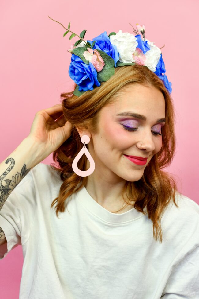 pisara.tapilla.vaaleanpunainen.malli Vaaleanpunainen Pisara Isot Korvakorut titiMdam jewelry