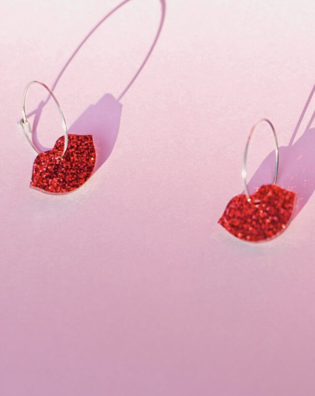 Pienet Roikkuvat Korvakorut Huulet Punainen Glitter Pienet Roikkuvat Korvakorut Huulet Punainen Glitter titiMadam