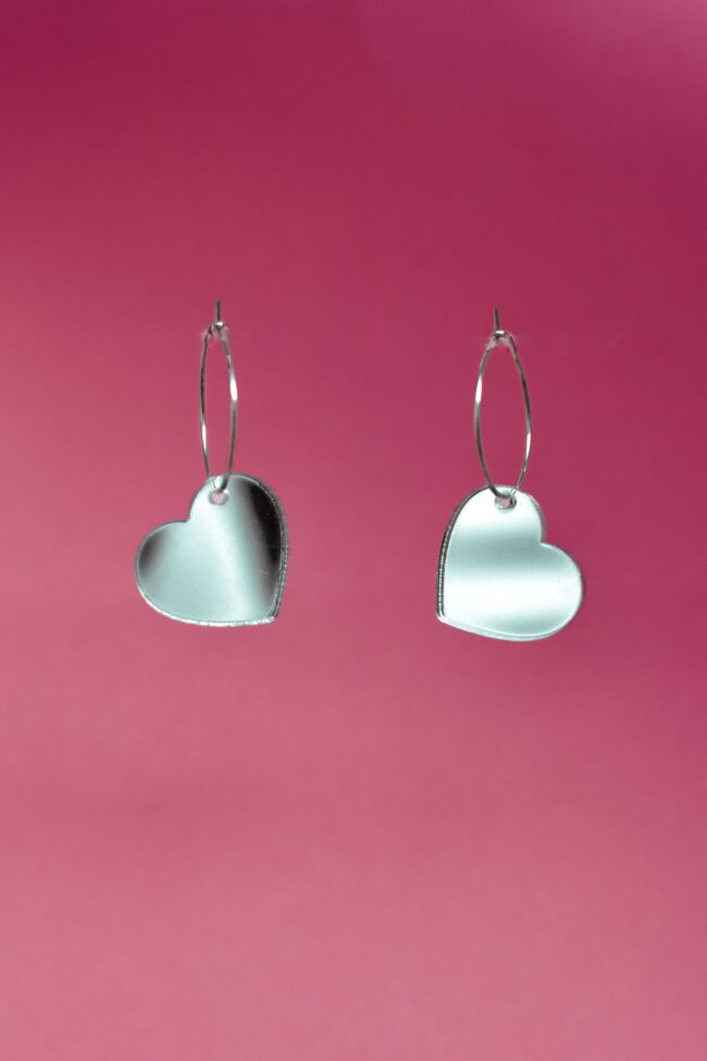 Sydän Pienet Roikkuvat Korvakorut Hopea Peili Renkaalla titiMadam Jewelry Sydän Pienet Roikkuvat Korvakorut Hopea Peili Renkaalla titiMadam Jewelry