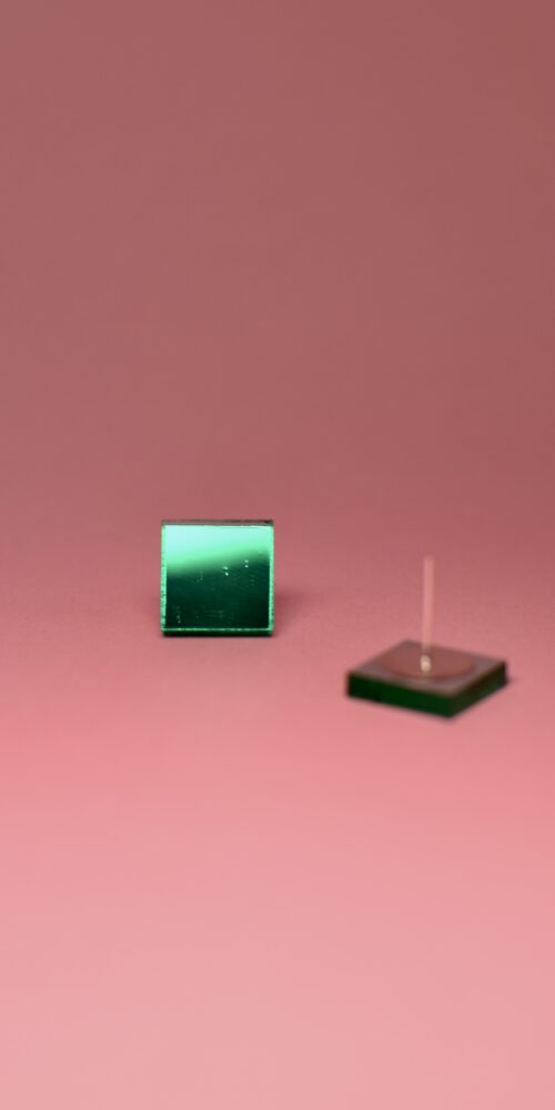 Pienet Neliö Ruutu Nappikorvakorut vihreä titiMadam