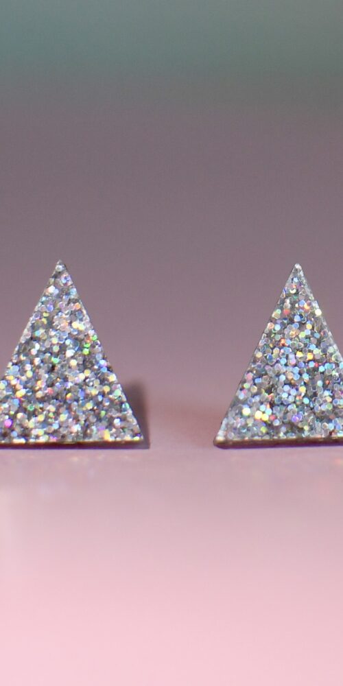 Pienet Glitter Kolmio Nappikorvakorut Hopea titiMadam Jewelry