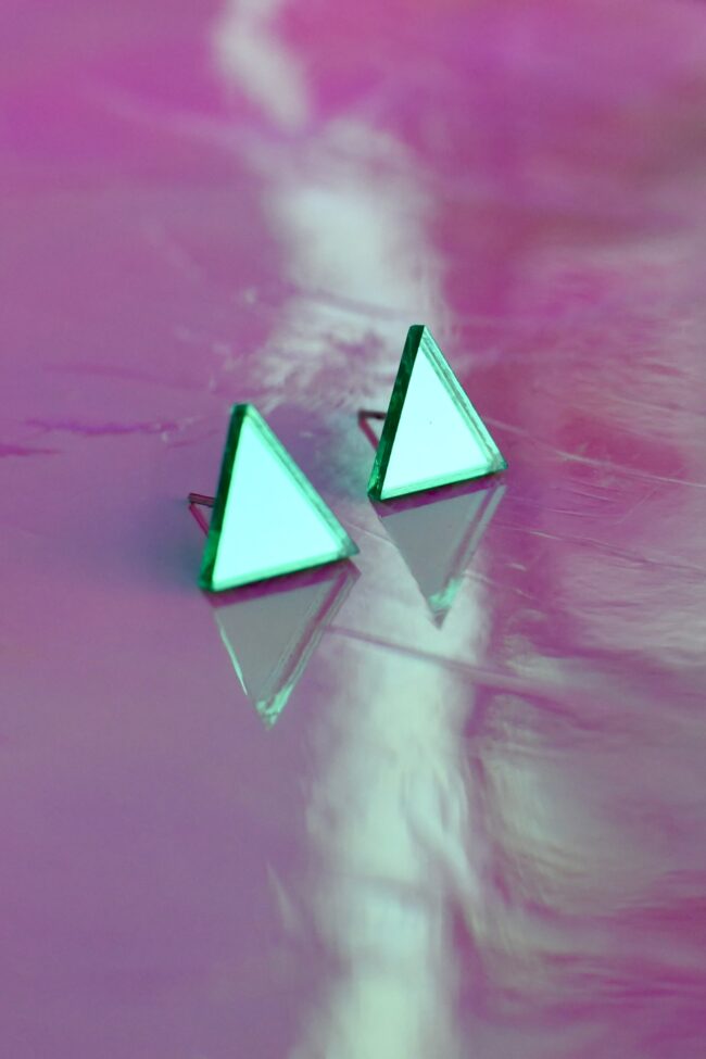 Pienet Kolmio Nappikorvakorut Vihreä Peili Pienet Kolmio Nappikorvakorut Vihreä Peili titiMadam