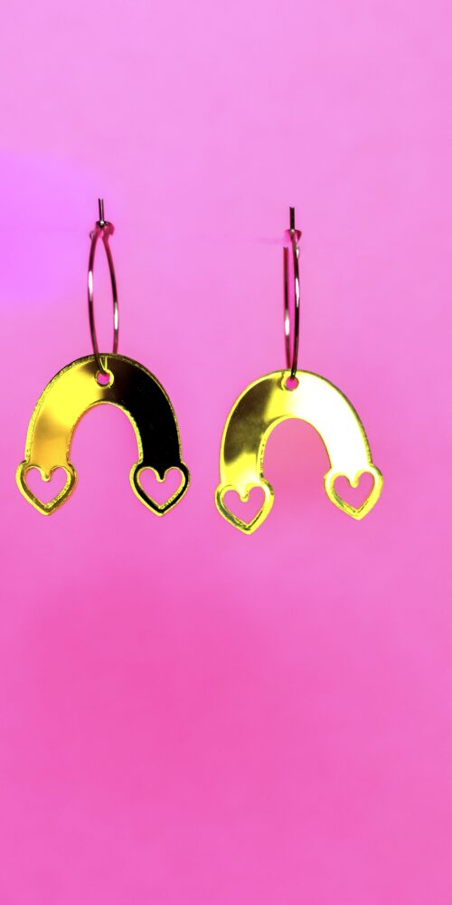 Pienet Roikkuvat Sateenkaari Korvakorut Renkaalla Keltainen titiMadam Jewelry