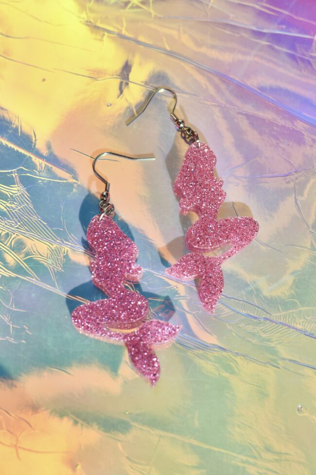 Glitter Merenneito Vaaleanpunaiset Isot Korvakorut titiMadam Glitter Merenneito Vaaleanpunaiset Isot Korvakorut titiMadam