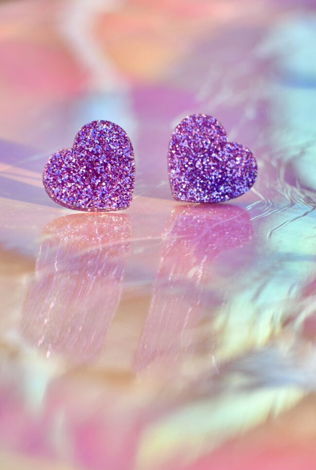 Glitter Sydän Nappikorvakorut Liila titiMadam Glitter Sydän Nappikorvakorut Liila titiMadam