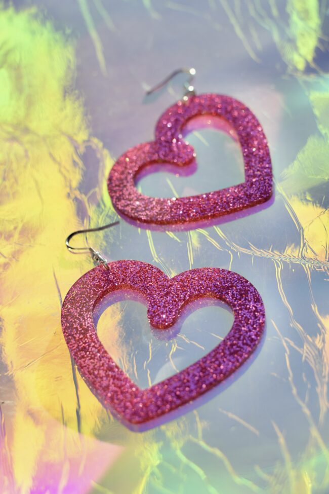 Näyttävät Glitter Sydän Korvakorut Pinkki titiMadam Jewelry Näyttävät Glitter Sydän Korvakorut Pinkki titiMadam Jewelry
