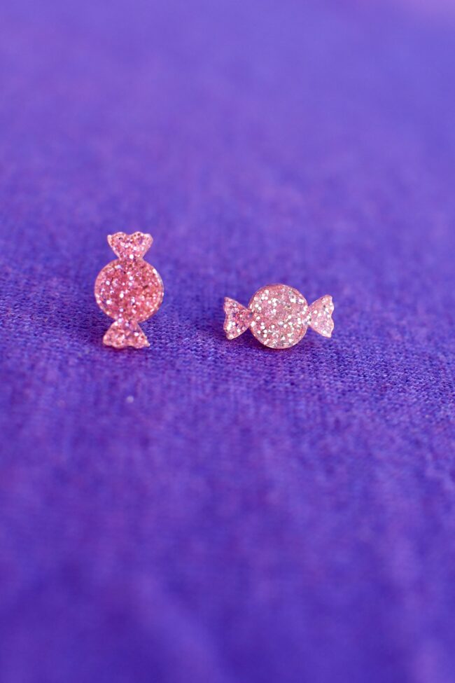 Pienet Glitter Karkki Korvakorut Vaaleanpunainen Pienet Glitter Karkki Korvakorut Vaaleanpunainen