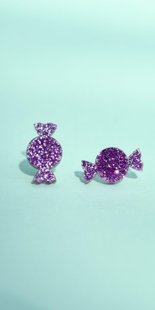 Pienet Glitter Karkki Nappikorvakorut liiila titiMadam