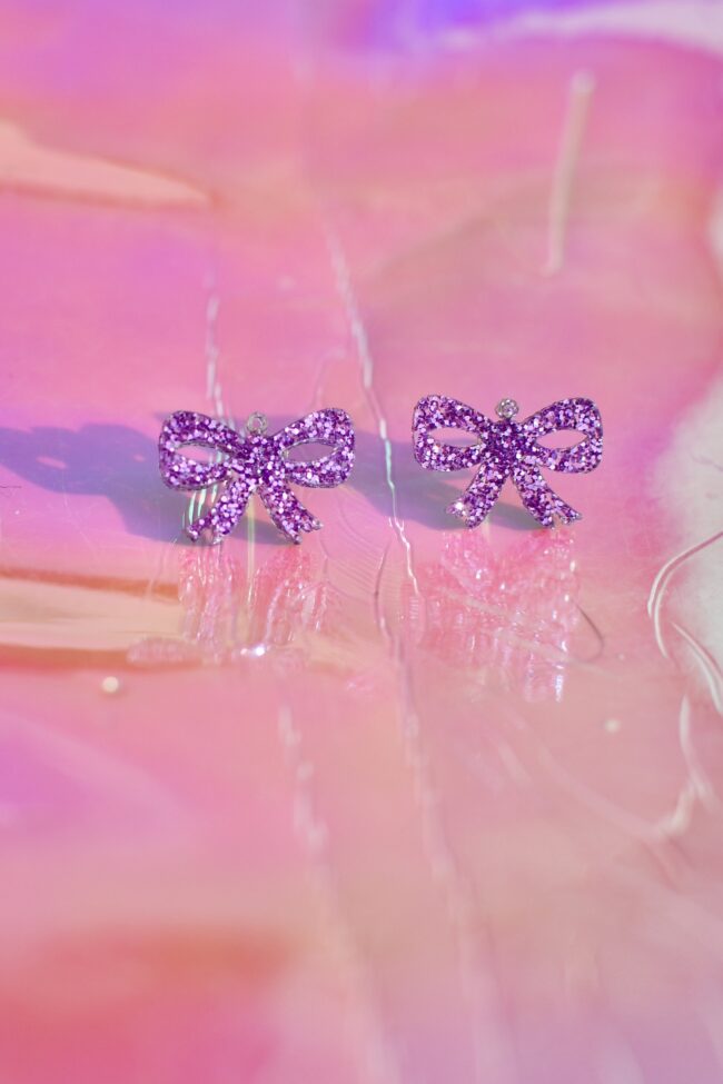 Pienet Glitter Rusetti Nappikorvakorut Liila titiMadam Pienet Glitter Rusetti Nappikorvakorut Liila titiMadam