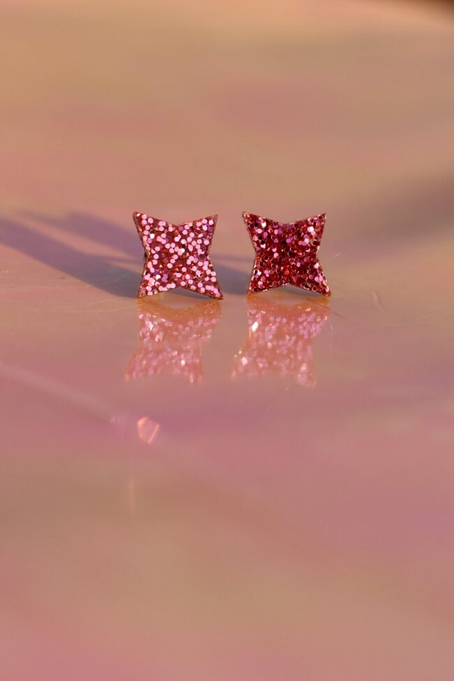 Pienet Glitter Stellar Nappikorvakorut Pinkki Pienet Glitter Stellar Nappikorvakorut Pinkki