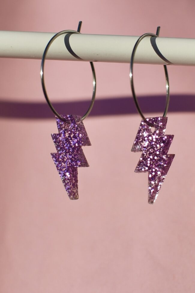 Pienet Salama Korvakorut Liila Glitter Pienet Salama Korvakorut Liila Glitter