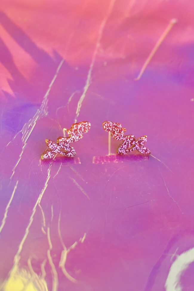 Pienet Glitter Merenneito Nappikorvakorut Pinkki Pienet Glitter Merenneito Nappikorvakorut Pinkki titiMadam