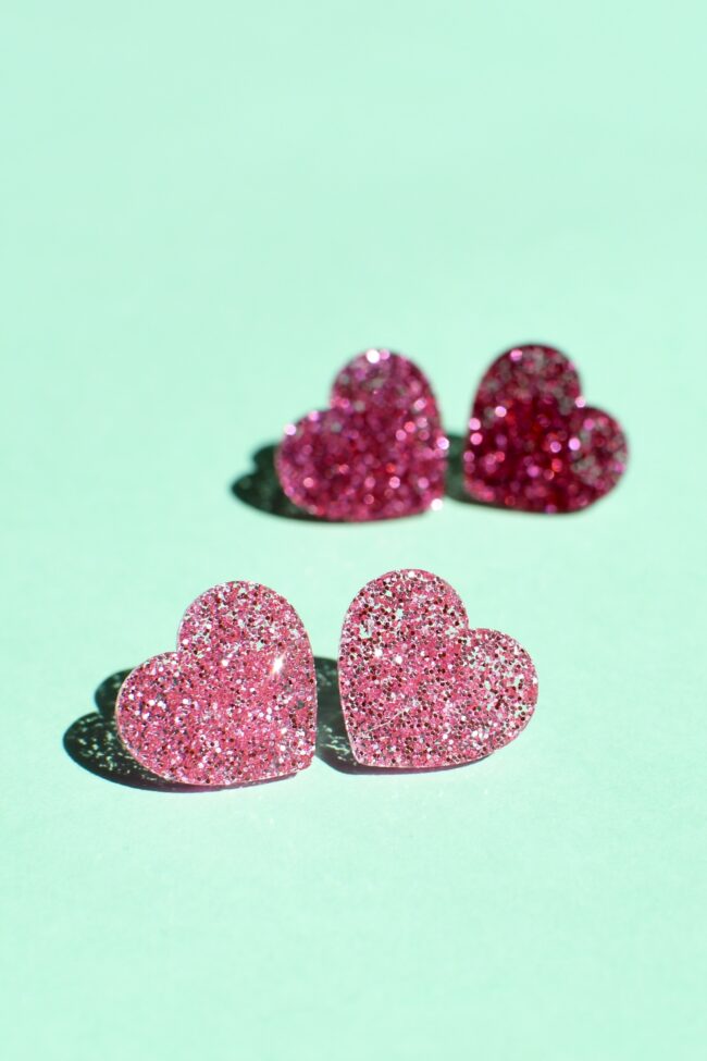 Vaaleanpunaiset Glitter Sydän Nappikorvakorut titiMadam Jewelry Vaaleanpunaiset Glitter Sydän Nappikorvakorut titiMadam Jewelry