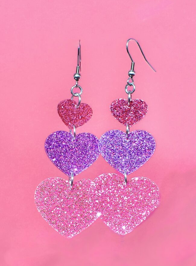 TreAmor glitter sydän moniväriset korvakorut pinkki titiMadam TreAmor glitter sydän moniväriset korvakorut pinkki titiMadam