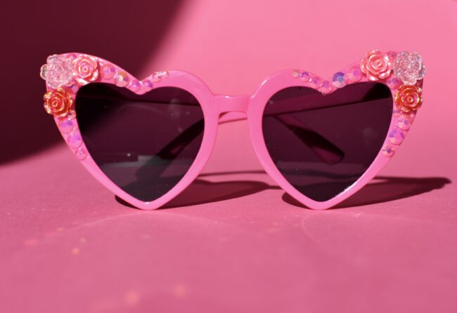Sydämen muotoiset pinkit timantti kukka aurinkolasit titiMadam Jewelry Sydämen muotoiset pinkit timantti kukka aurinkolasit titiMadam Jewelry