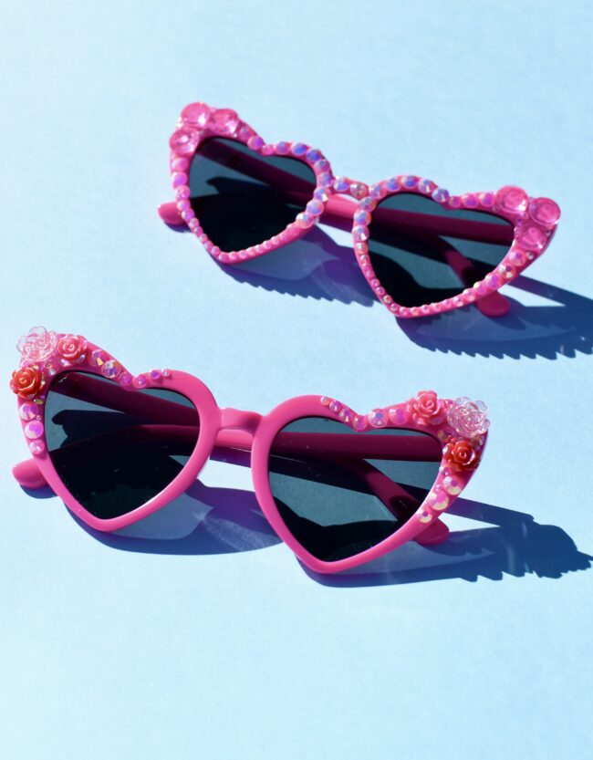 Sydämen malliset pinkit timantti aurinkolasit titiMadam Sydämen malliset pinkit timantti aurinkolasit titiMadam