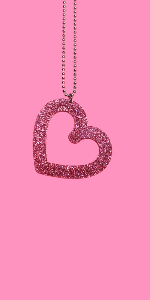 Glitter Sydän kaulakoru iso pinkki titiMadam Jewelry