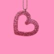 Glitter Sydän kaulakoru iso pinkki titiMadam Jewelry