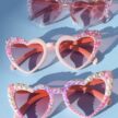 Kotimaiset sydämen malliset timanttikoristeiset aurinkolasit titiMadam