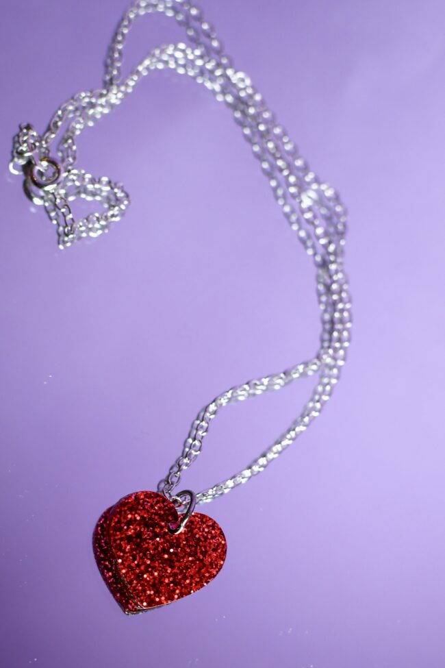 Pieni Glitter punainen Sydän Kaulakoru hopea ketju titiMadam Jewelry Pieni Glitter punainen Sydän Kaulakoru hopea ketju titiMadam Jewelry