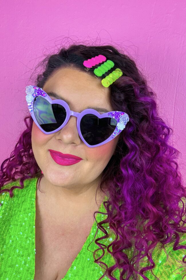 Sydämen muotoiset laventelit timanttiaurinkolasit titiMadam 4 Sydämen muotoiset laventelit timanttiaurinkolasit titiMadam 4