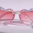 Vaaaleanpunaiset sydämen muotoiset glitter aurinkolasit timanteilla titiMadam