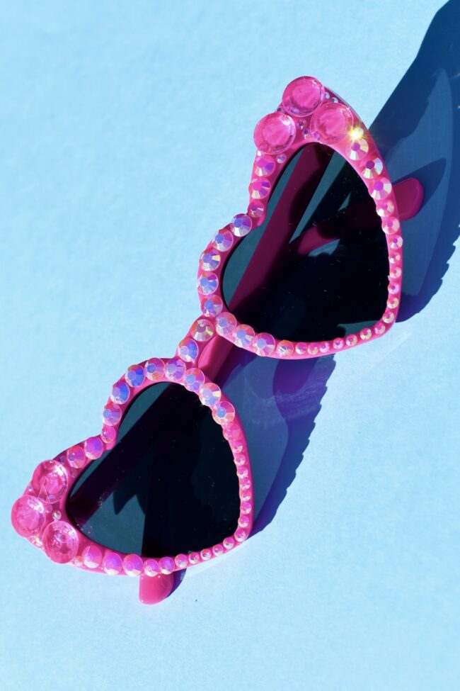 Sydämen muotoiset pinkit timantti Aurinkolasit titiMadam Jewelry Sydämen muotoiset pinkit timantti Aurinkolasit titiMadam Jewelry